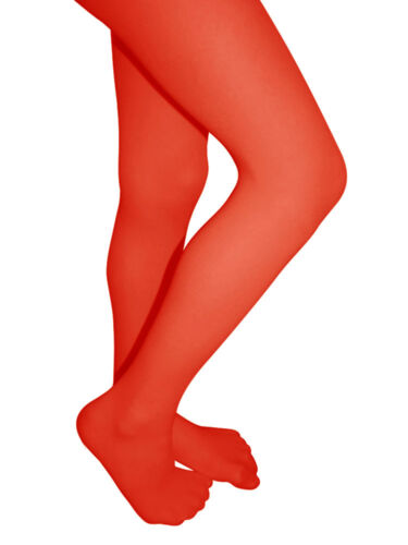 Clips N Grips Girls Colored Tights Microfiber Footed Fun Stockings Red - Picture 2 of 2