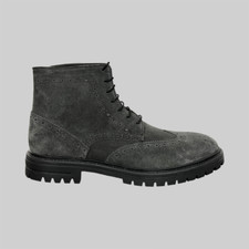 Stivaletti Derby Inglese Invernale Uomo Scamosciato Grigio Scarpe Made in italy