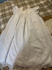 Feltman Bros Hand Embroidered White Christening Baptism Gown Lace Baby Girl NB