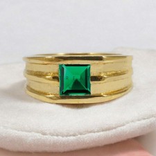 Emerald Square Cut With 925 Sterling Silver G...