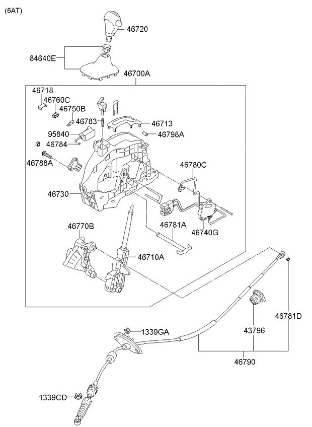 ⭐OEM⭐ Kia Forte 2010-2013 transmisión automática palanca de cambios arranque 846401M500 WK Foto 4 de 4