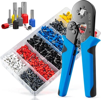Ferrule Crimping Tool Kit, LUNEY Crimper Plier with 1250PCS Wire Ferrules Kit
