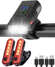 Usb Rechargeable Led Bike Light Set (Front And Rear), Cycling Bike Headlight & _