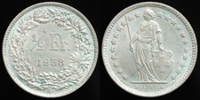 1958 Switzerland 1/2 franc