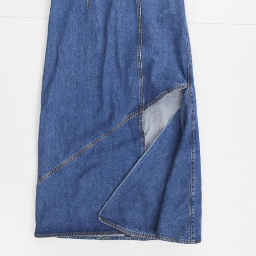 Abito midi Alexander McQueen blu denim linea A scollo quadrato senza maniche 40 RRP1525 - Foto 3 di 9