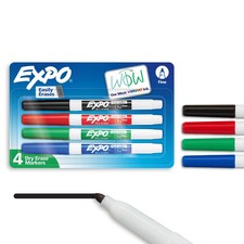NEW 4 Pack EXPO Low-Odor Dry-Erase Markers FINE Point VIBRANT Assorted Colors