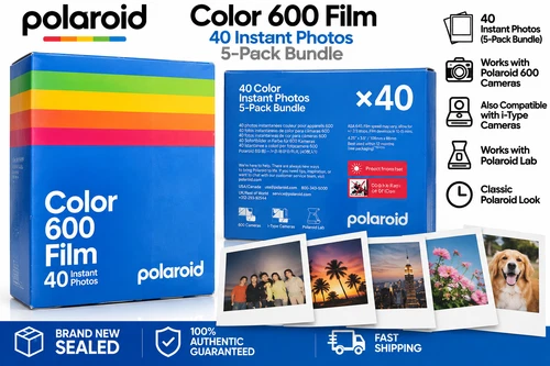 Polaroid 600 Color Instant Film 40 Photos 5-Pack Bundle 600 i-Type Cameras - product listing photo