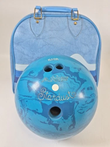 Vintage AMF Stardust Blue Bowling Ball 11.5 lb Don Carter Blue Bag Retro Set