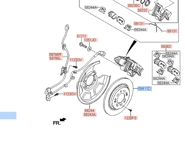Genuine 584113V500 58411-3V500 DISC-REAR BRAKE for Kona Cerato K3 Optima ...