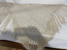 Antique Shawl Wrap Piano Scarf HAND Made WITH FRINGE.