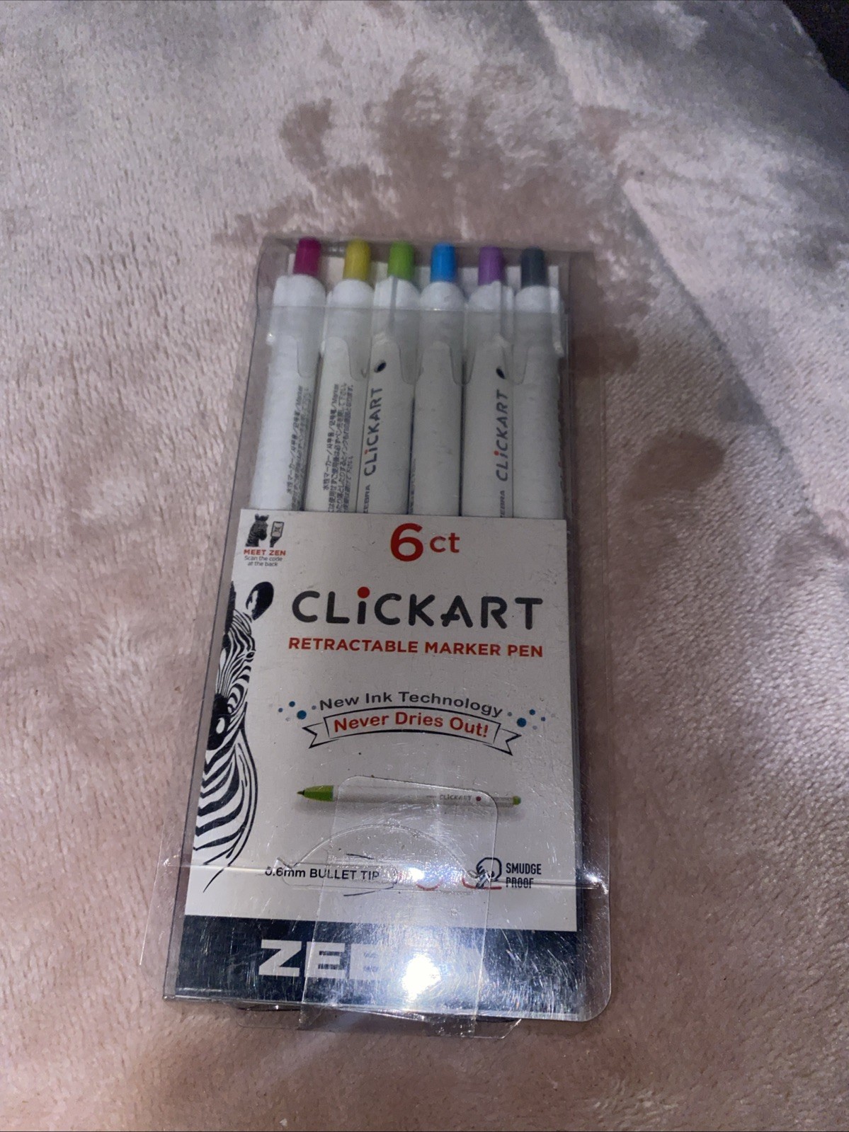 Zebra Click Art 0.6mm Bullet Point Marker Pens 6 Pack Free Shipping