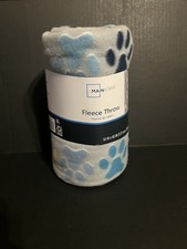 Mainstays Gray Fleece Blanket Throw Dog Paws Soft 50" x 60" Brand New w Tag     