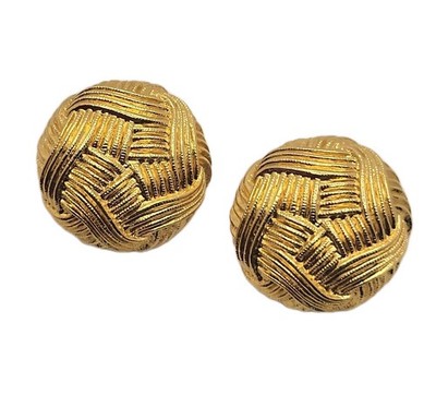 Vintage Anne Klein Gold Tone Earrings Woven Texture Knot 80s 90s Signed