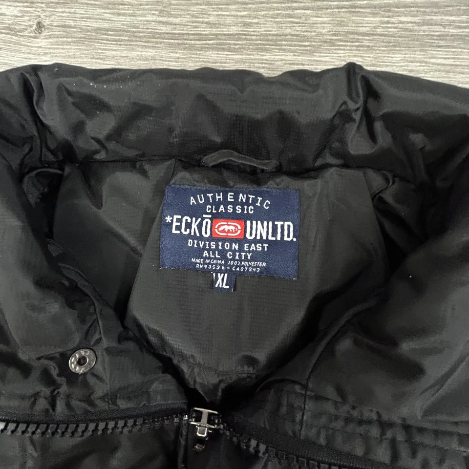 Chaqueta acolchada vintage Ecko Unltd para hombre XL acolchada Hip Hop ropa de calle cremallera completa años 90 Foto 4 de 4