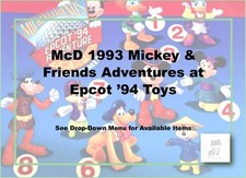 McDonald's 1993 Mickey  Friends Adventures at Disney Epcot Center 94-Pick 