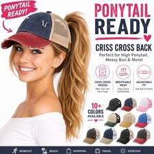 C.C Womens Ponytail Baseball Cap Criss Cross ...