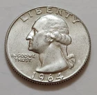 1964-D Washington Quarter • AU Slider Look 90% Silver • Strong Detail  X131