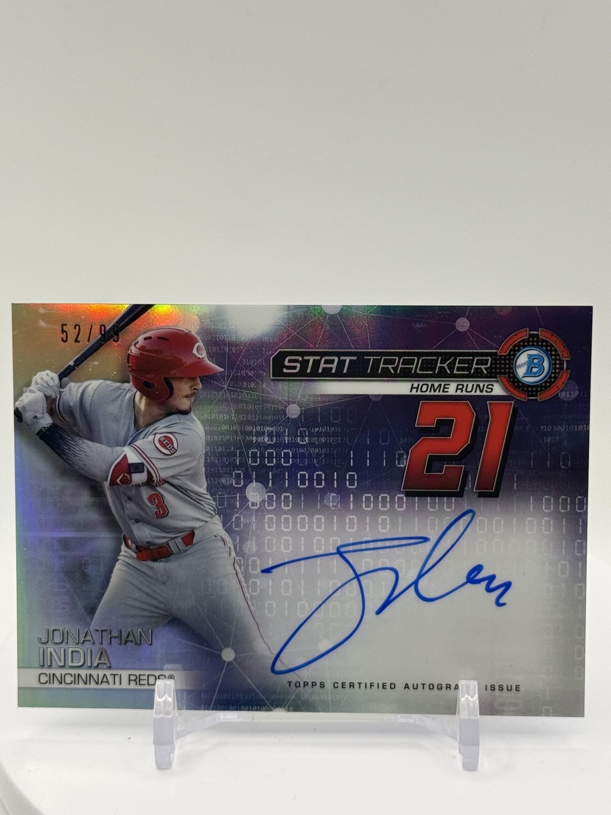 2019 Bowman Chrome - Stat Tracker Autographs Jonathan India #STA-JI /99 (AU, RC)