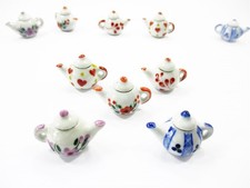 Set 5 Mixed Coffee Pot Teapot Assorted Paint Dollhouse Miniature Ceramic 12945