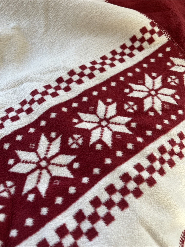 Manta Docofil Gran Tamaño Rojo Blanco Copo de Nieve Portugal Nueva Sin Etiquetas Foto 3 de 4