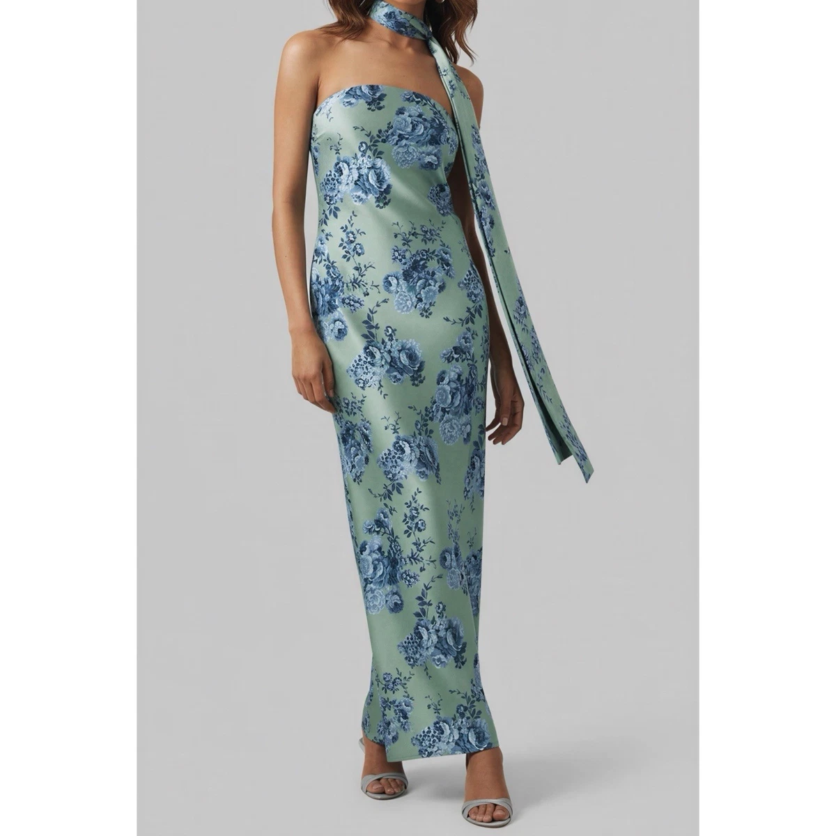 chinese dress ladies Satin Fitted Strapless Slit Gown by Ladivine T704 – ABC Fashion