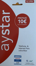 Ay Yildiz Aystar Prepaid SIM Karte mit 10 € Guthaben NEU  O2 Netz