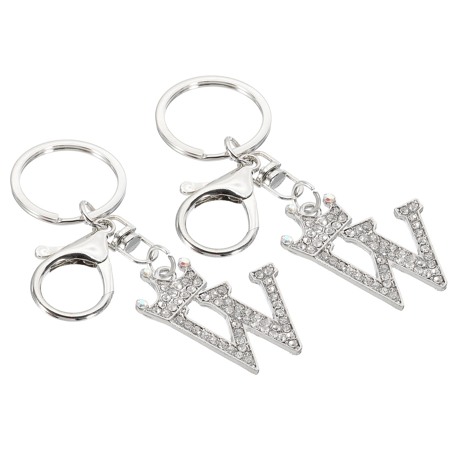 Cadena con Inicial, 2 Pcs Charm para Letra W con , Plata