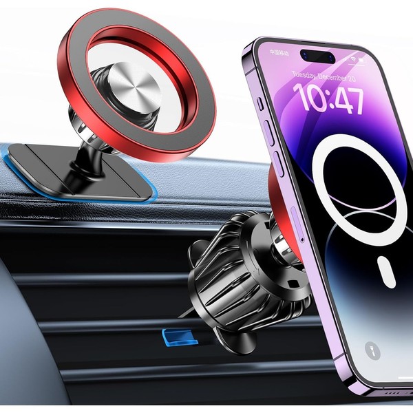 Handyhalterung Auto Magnet FüR Magsafe Iphone LüFtung Armaturenbrett Rot-image