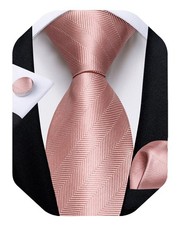 DiBanGu Mens Tie Set Silk Solid Paisley Necktie and Pocket Square Cufflinks C...
