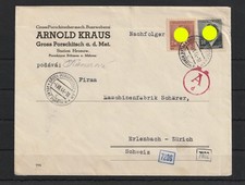 B&ouml;hmen und M&auml;hren Firmenbrief Gross Porschitsch - Erlenbach/CH, 1944 #1096383