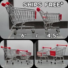 Small Metal Grocery Shopping Cart Trolley Decoration Toy For Play Dolls 2x SET