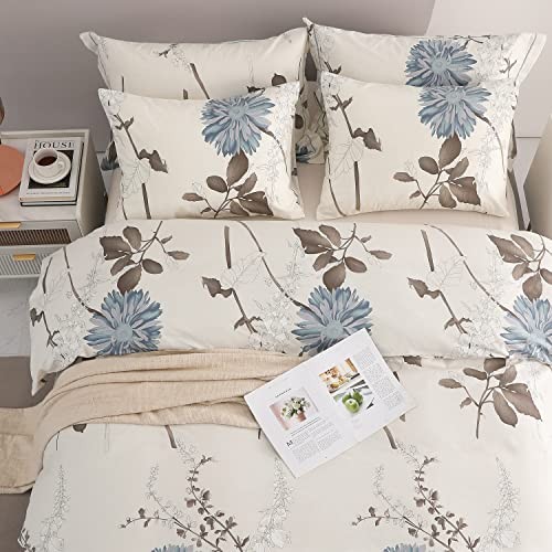  Comforter Size, 600 Thread Count Cotton Brown Queen Off-white Botanical thumbnail 6