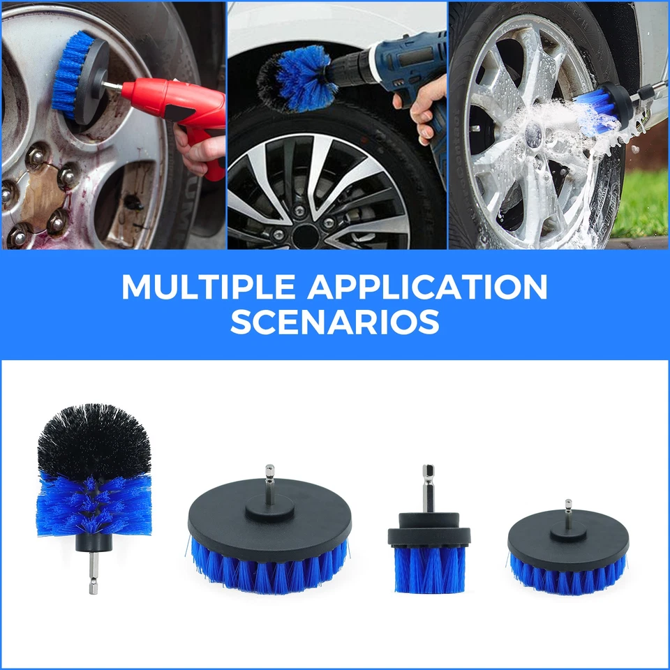 4er Set Bürstenaufsatz Reinigungsbürste Auto Polster Akkuschrauber Bohrmaschine - Bild 4 von 4