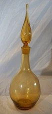 BLENKO HANDBLOWN GLASS 627 AMBER DECANTER   17" W/ STOPPER WAYNE HUSTED