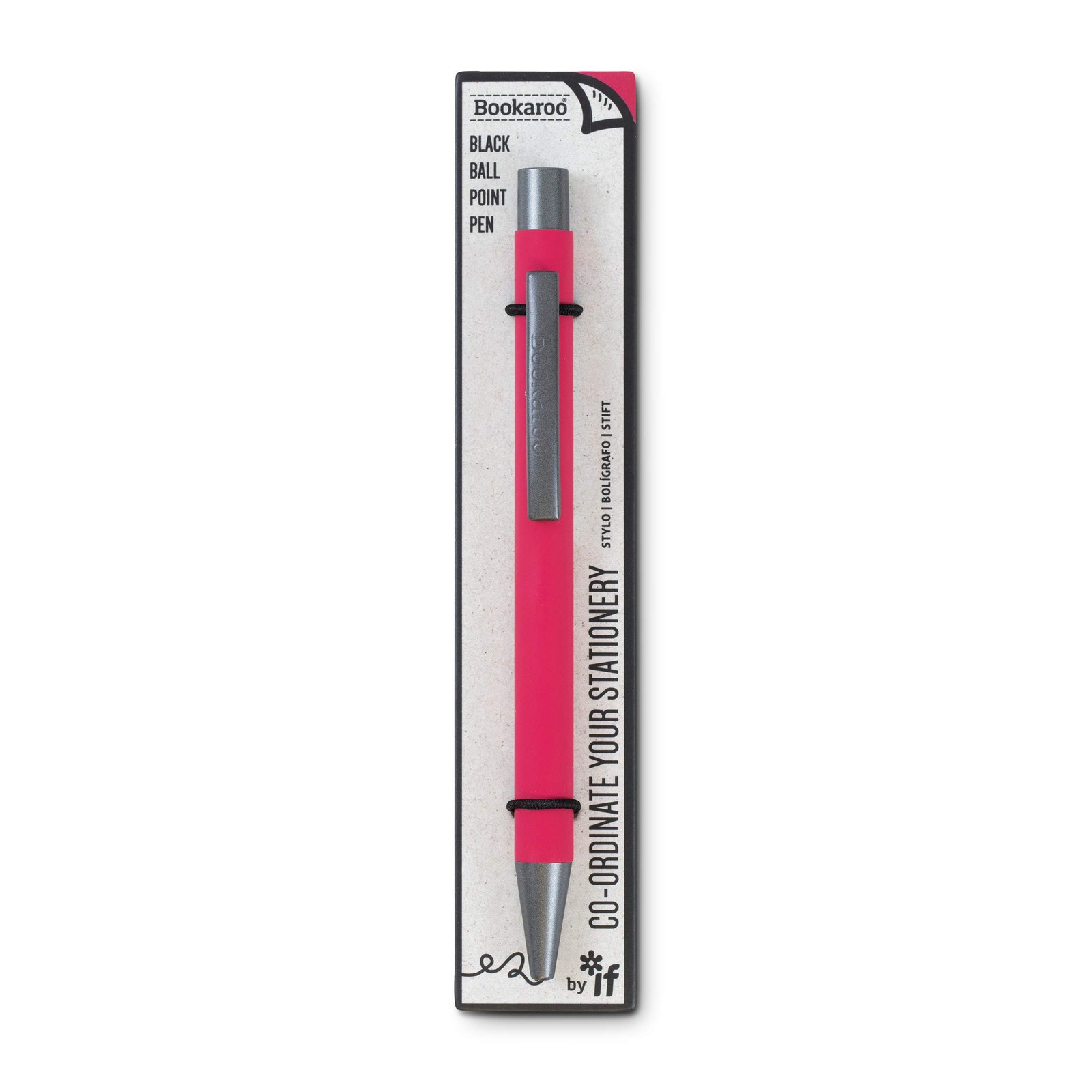 IF Bookaroo Pen, soft touch, colour coated pen with black ink - HOT PINK HOT PIN