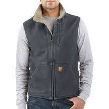 Carhartt Sherpa Lined Duck Canvas Vest Brown Full Zip Workwear