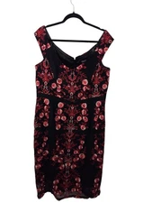 City Chic Red Lolita Embroidered Mesh Cocktail Dress Plus Size Size 18 M