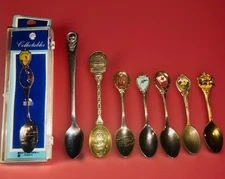Lot Of 8 Tiny Collectible Treasure Spoons With Silver/Gold tone