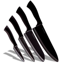Nuwave 4-Piece Black Ceramic Knife Set - Chef's, Utility, Paring, Everyday