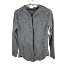 Eddie Bauer Women's Radiator Sweater Fleece Full-Zip Hooded Jacket Gray Size S