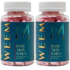 2Pack WEEM Hair Skin  Nails Gummies - Biotin Vitamins, 60 Capsules EX 01/2027