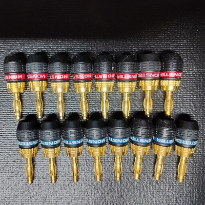 16 pcs Monster Cable Quick Lock Banana Speaker Plugs Connectors Gold Plated