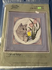 Something Special CAT AND TULIPS Counted Cross Stitch Kit 50377 Candamar 1988