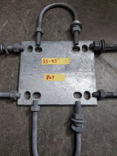 Galvanized Steel Crossover Plate Kit 3.5" To 4.5" OD Pipe To Pipe 1/2" U-bolts