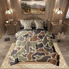 Erosebridal Duck Hunting 7 Pieces Bed Set Twin Size Army Camo Comforter Set Kids