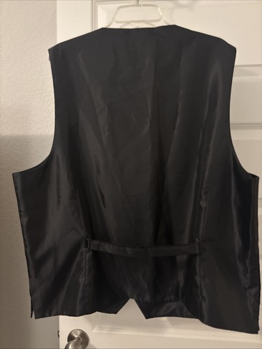 Pronto Uomo Couture Vest Men's 3XL Black 100% Silk Button Up Pocketless Adjust - Picture 2 of 13
