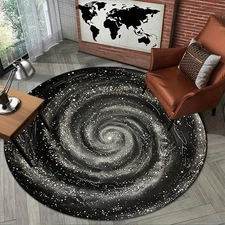 Starry Sky Swirl Pattern Flannel Round Mat, Suitable for Bedroom, Living Room, S