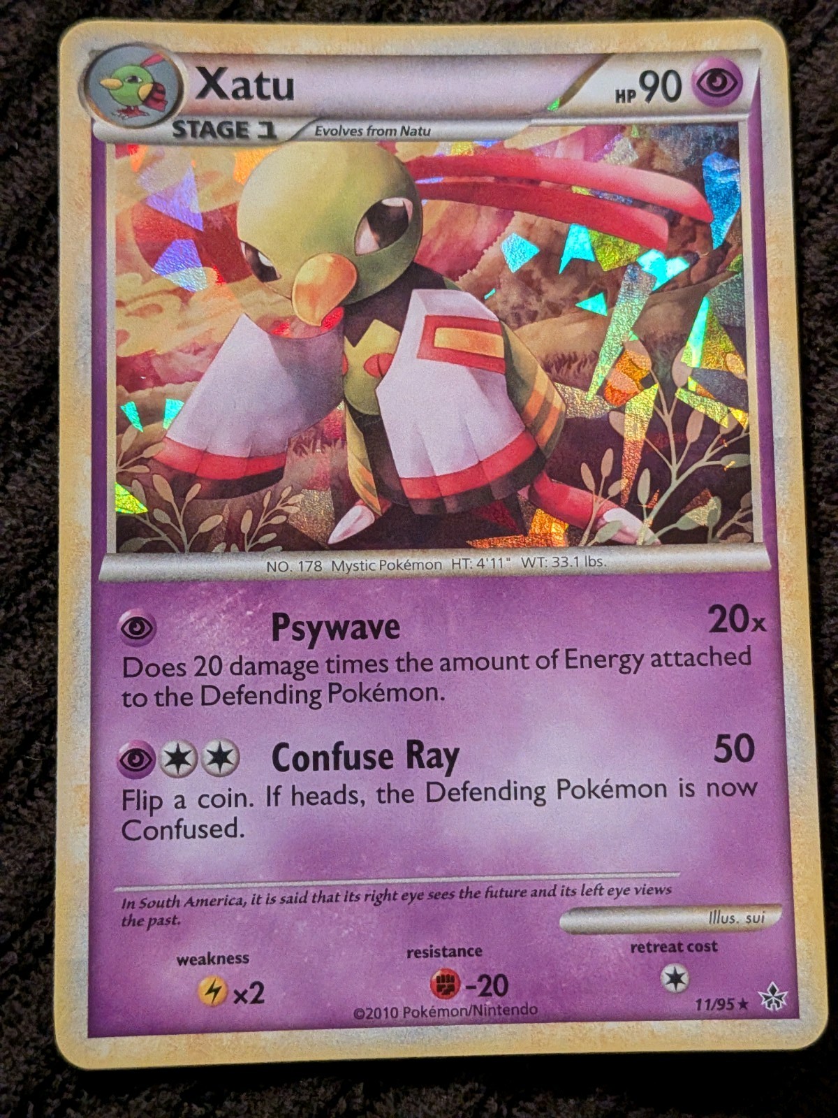 Xatu 2010 Cracked Ice Holo Pokemon Card NM 11/95