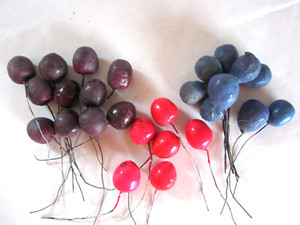 VTG Lot of 26 BLUE PURPLE PINK Ball Round Oval Holiday Picks Christmas Crafts