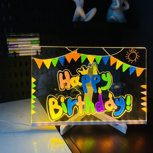 Personalized LED Lamp Acrylic Message Note Board Erasable USB Drawing Kids Gift - Picture 10 of 15